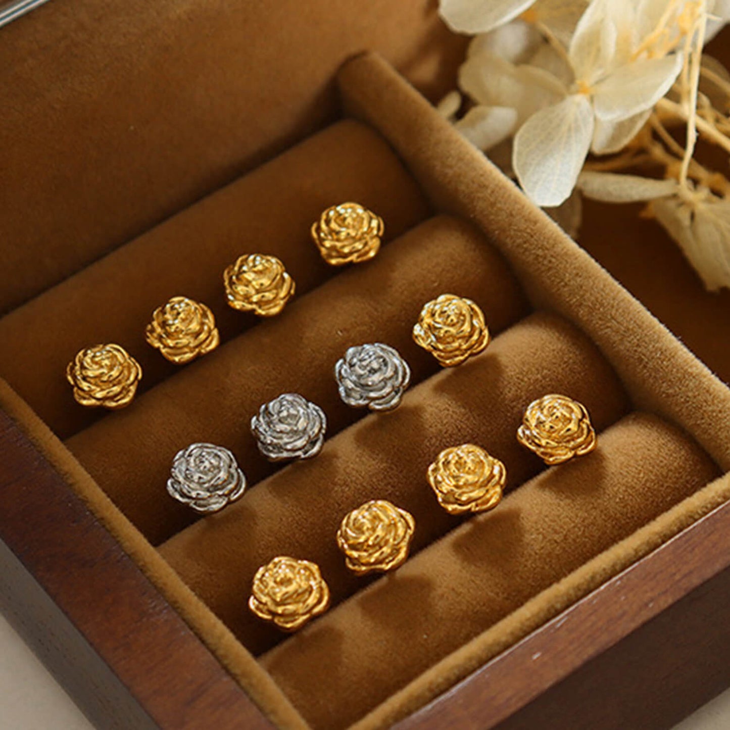 Rose Stud Earrings - Ell Soll Fashion