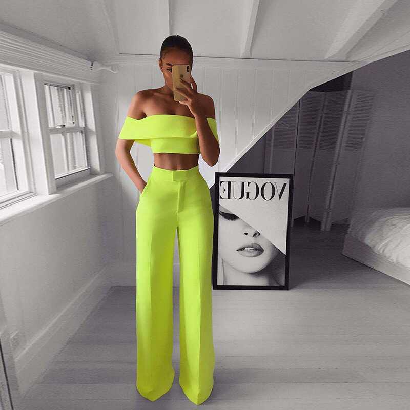 Strapless and Wide Leg Pants Set - Ell Soll