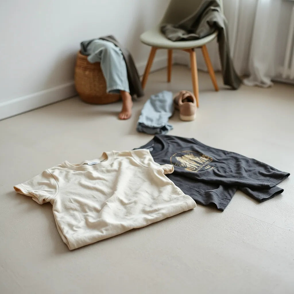 A neatly styled set of soft graphic tees with relaxed fabric texture and subtle prints