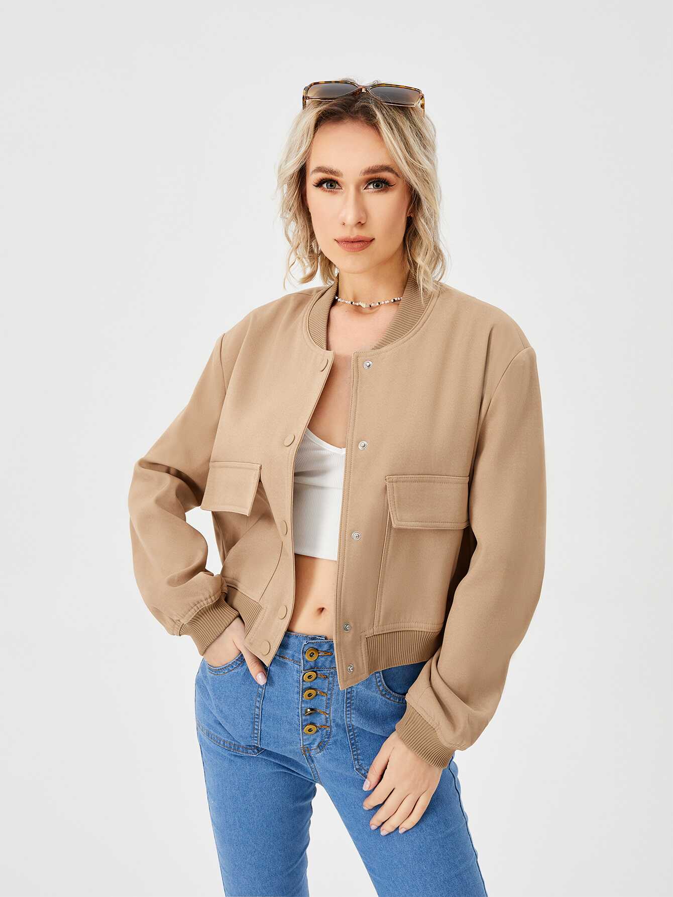 Cropped Bomber Jacket - Ell Soll Fashion