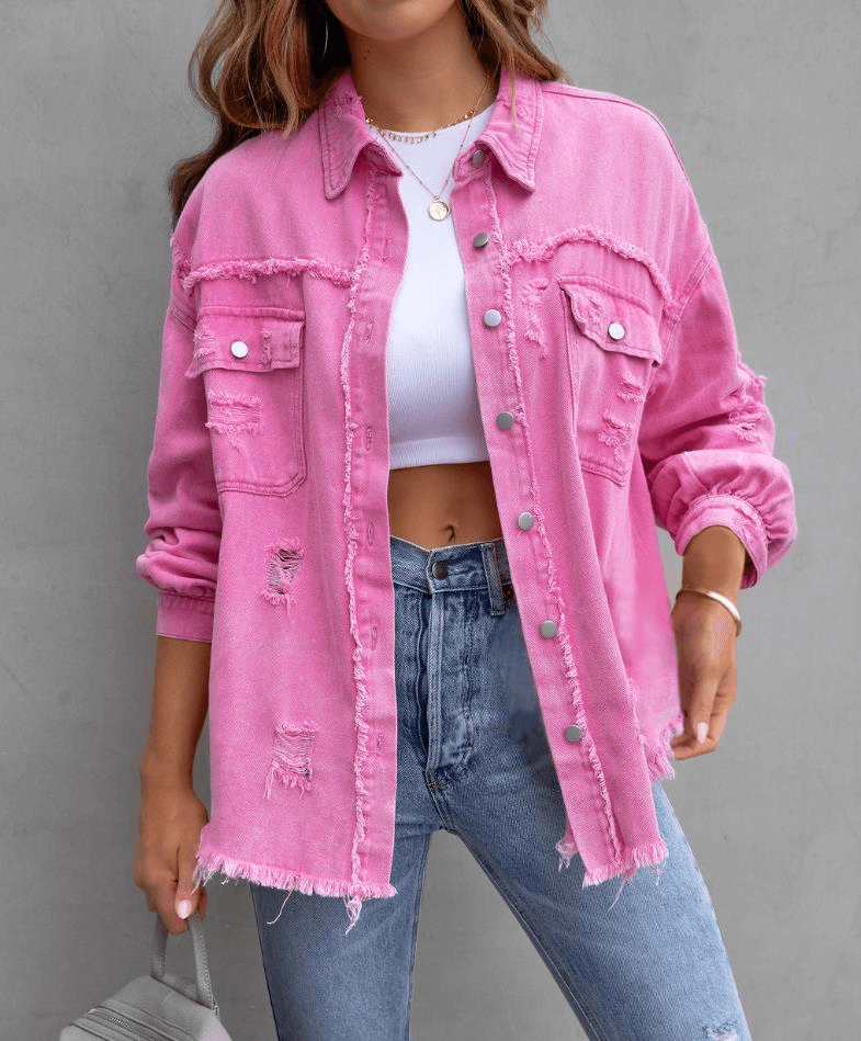 Oversized Denim Jacket - Ell Soll Fashion