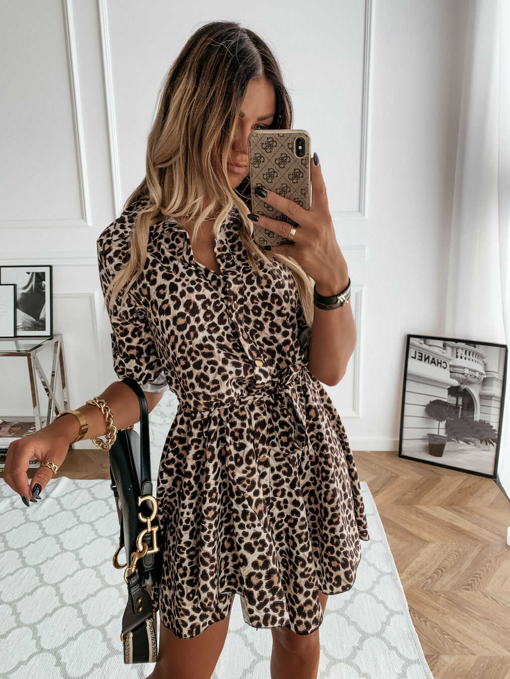 Lace-Up Leopard Dress - Ell Soll Fashion