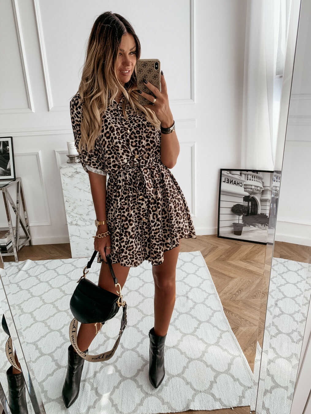 Lace-Up Leopard Dress - Ell Soll Fashion