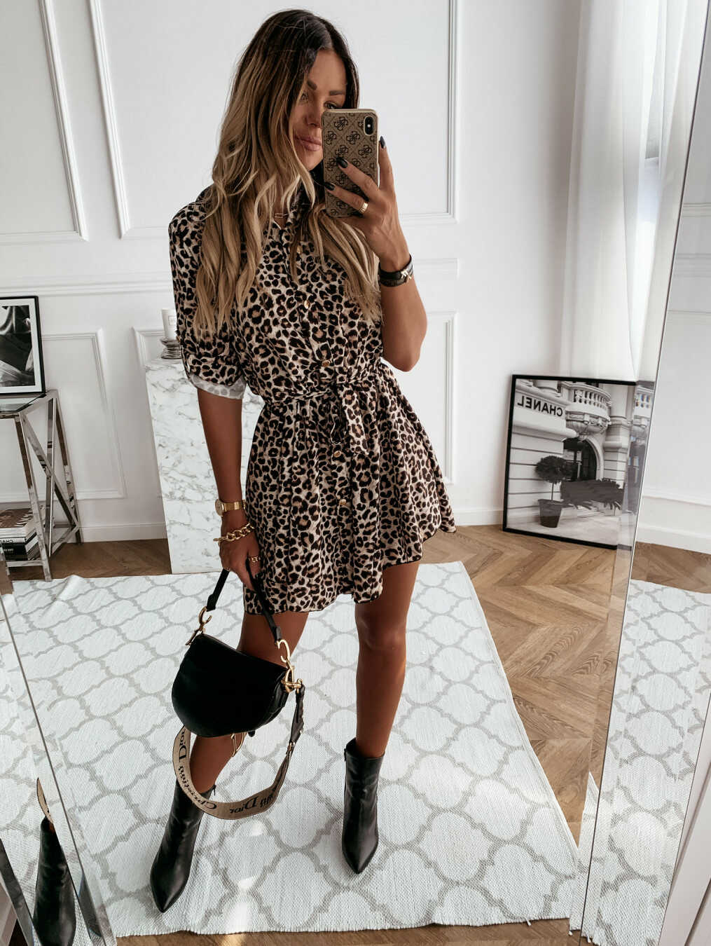 Lace-Up Leopard Dress - Ell Soll Fashion