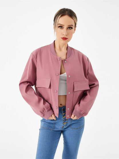 Cropped Bomber Jacket - Ell Soll Fashion