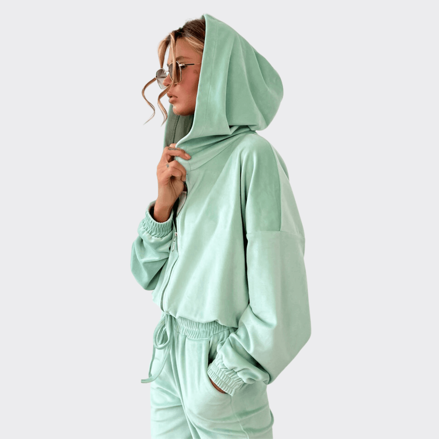 Hooded Fleece Suit - Ell Soll Fashion