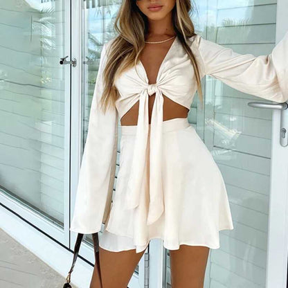 Sexy Flared Sleeve Set - Ell Soll Fashion