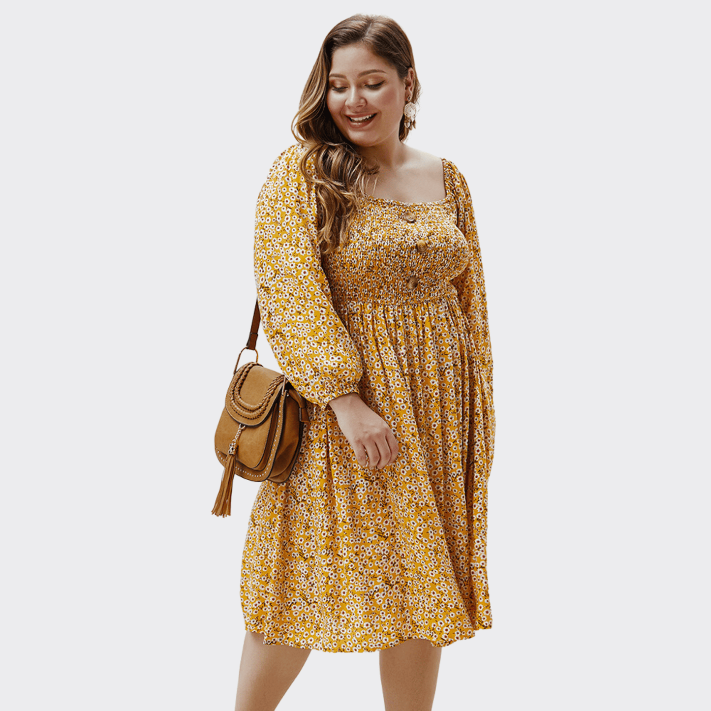 Flowery Plus Size Dress - Ell Soll