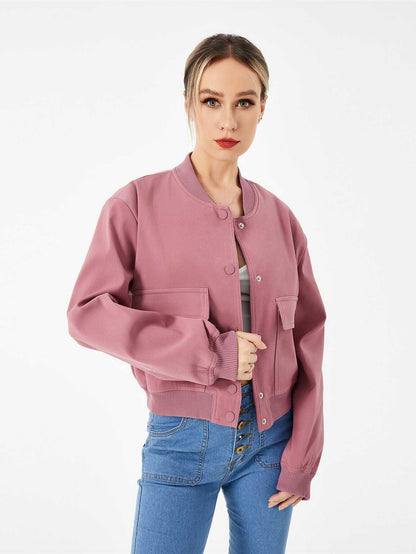 Cropped Bomber Jacket - Ell Soll Fashion