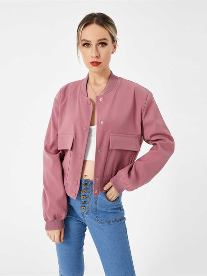 Cropped Bomber Jacket - Ell Soll Fashion