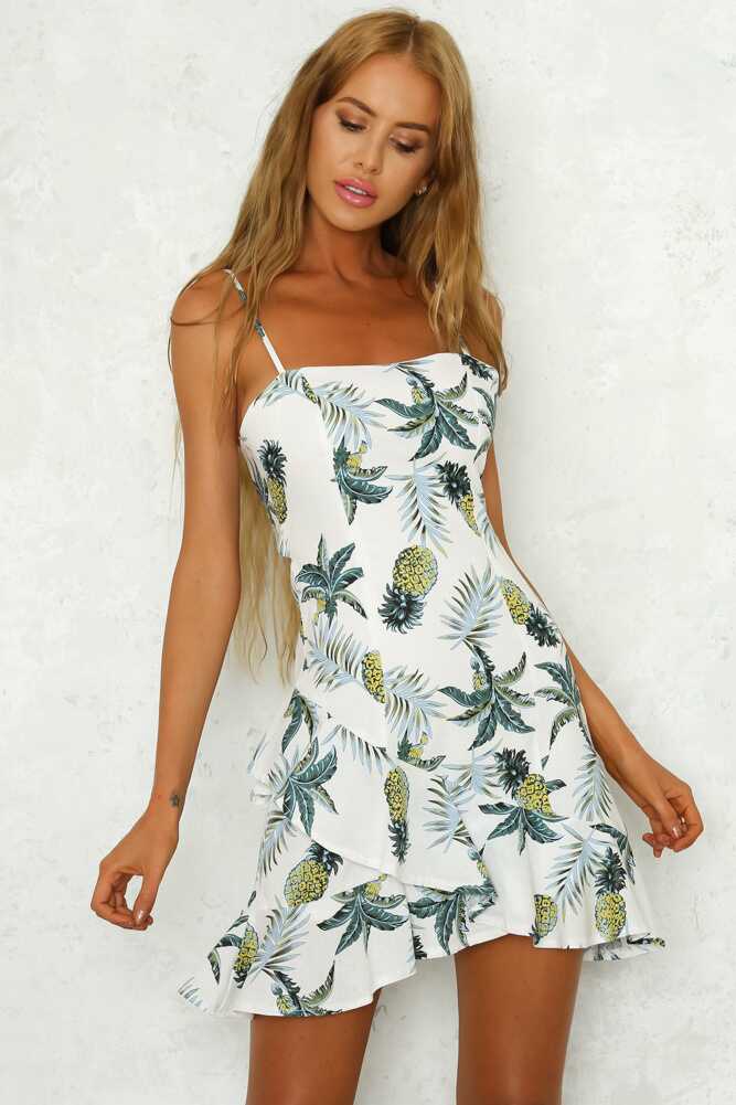 Pineapple Print Dress - Ell Soll Fashion