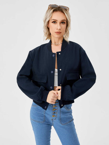 Cropped Bomber Jacket - Ell Soll Fashion