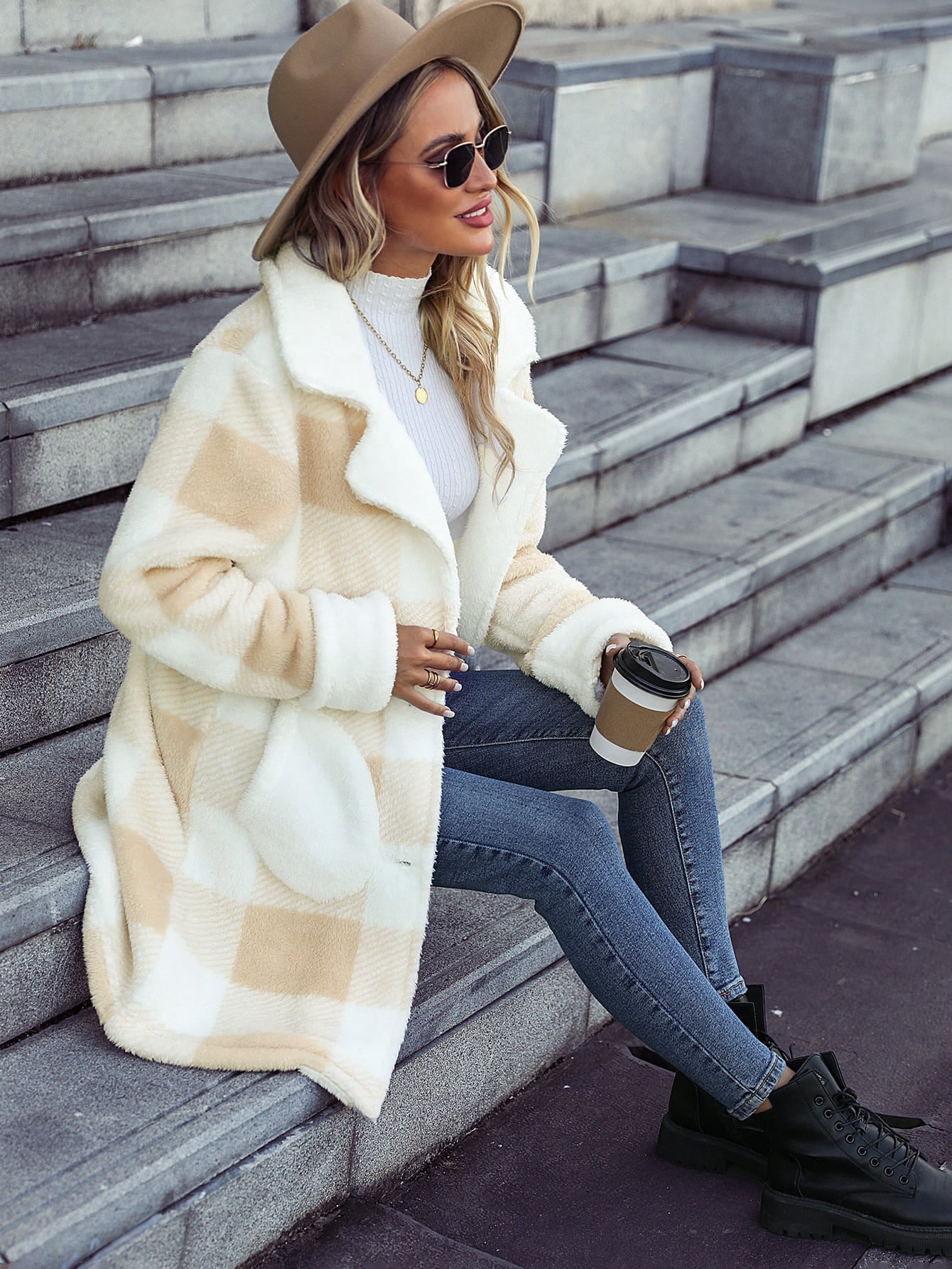 Soft Plaid Coat - Ell Soll Fashion