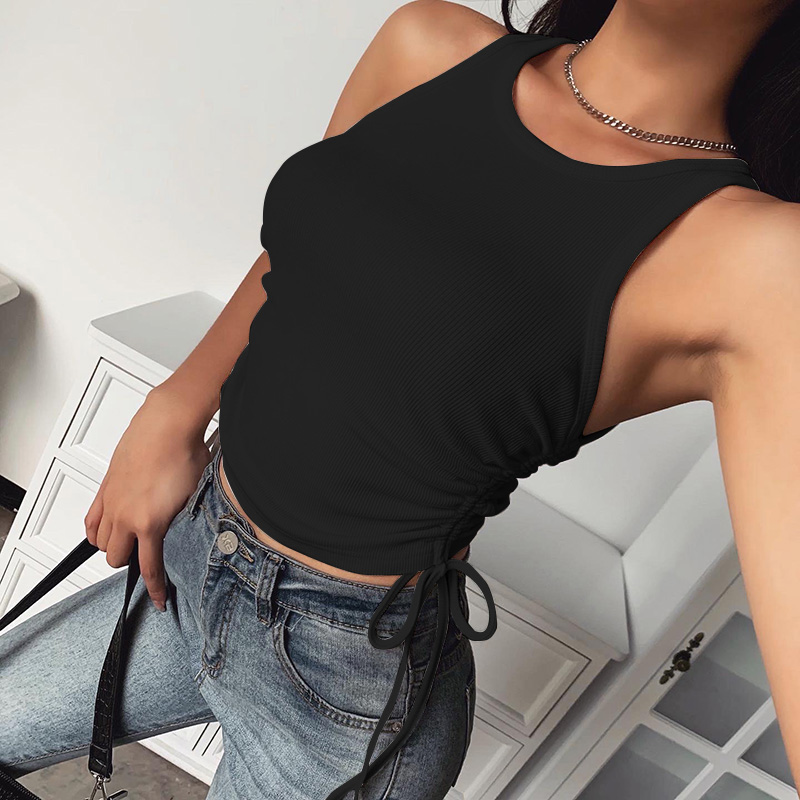 Slim Cropped Vest Shirt - Ell Soll Fashion