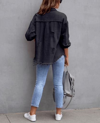 Oversized Denim Jacket - Ell Soll Fashion