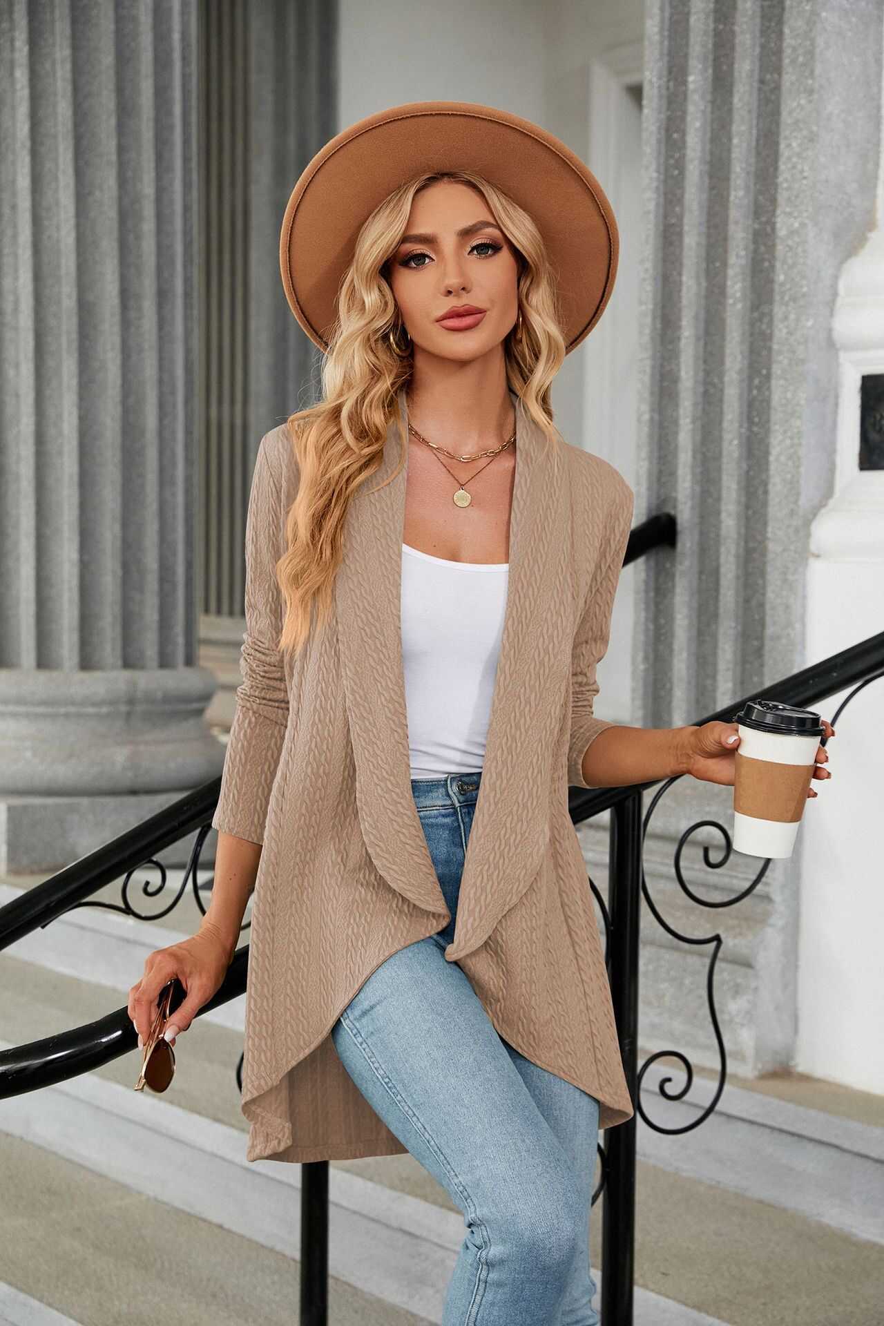 Lightweight Open Front Cardigan - Ell Soll Fashion