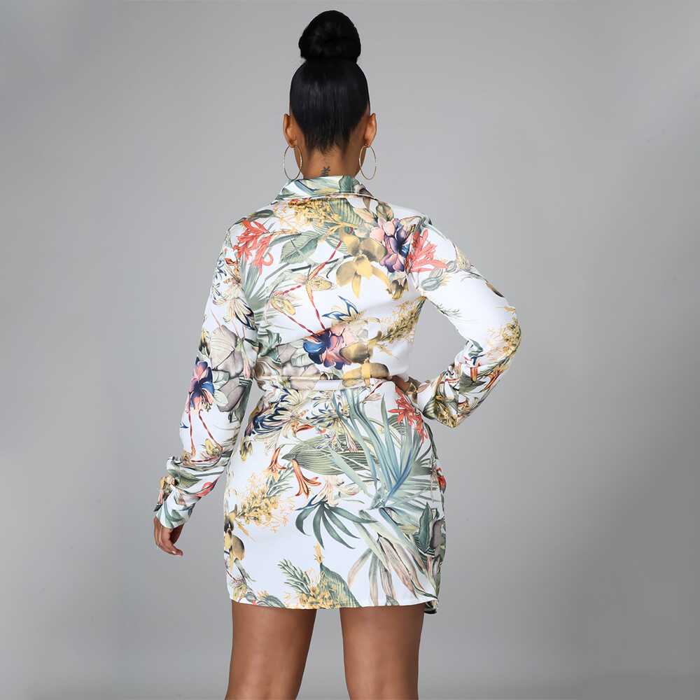 Digital Print Long Sleeve Dress - Ell Soll