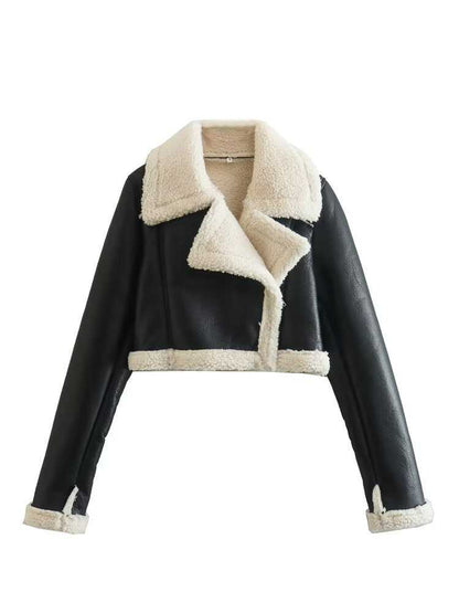 Short Zipper Fur Integrated Jacket - Ell Soll Fashion