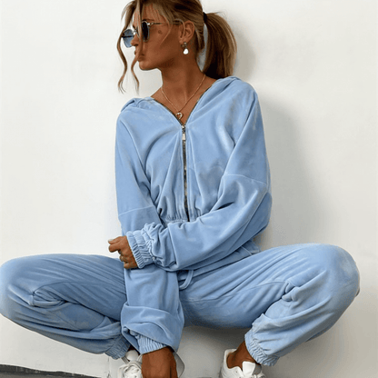 Hooded Fleece Suit - Ell Soll Fashion