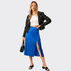 Jen Slit Satin Midi Skirt