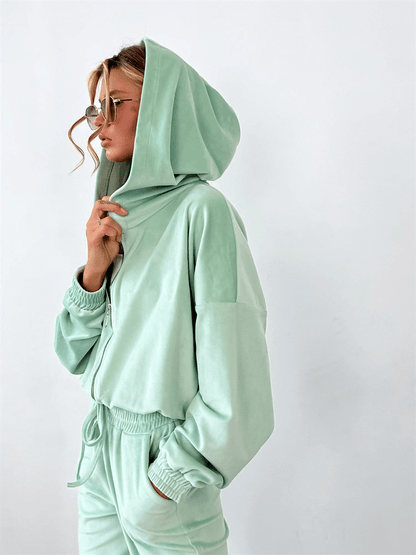 Hooded Fleece Suit - Ell Soll Fashion