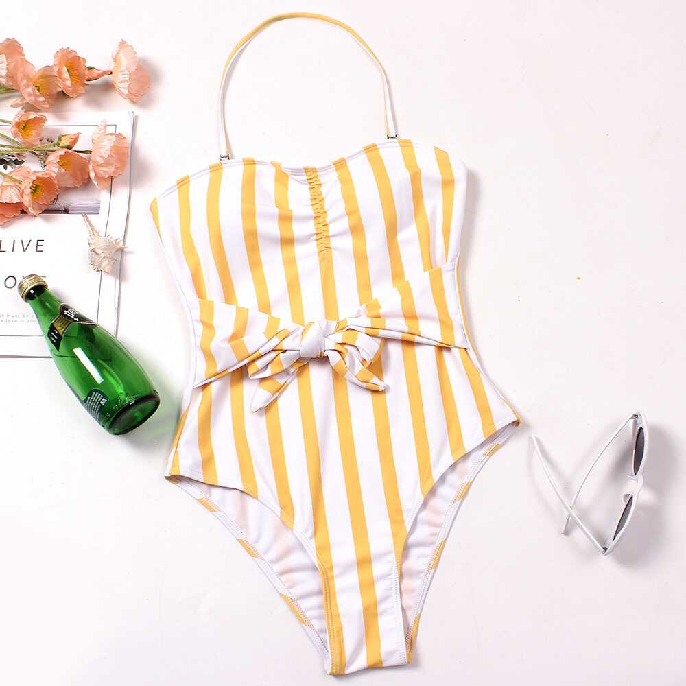 Yellow and white striped best sale bathing suit