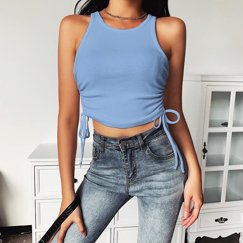 Slim Cropped Vest Shirt - Ell Soll Fashion