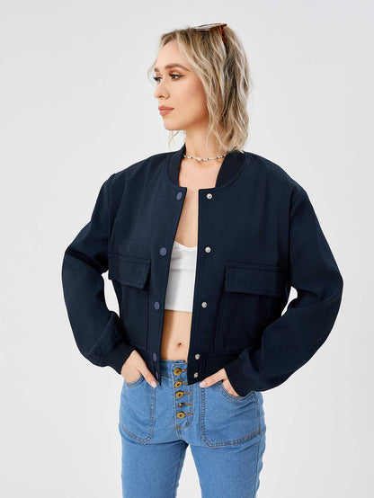 Cropped Bomber Jacket - Ell Soll Fashion