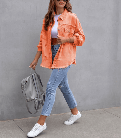 Oversized Denim Jacket - Ell Soll Fashion