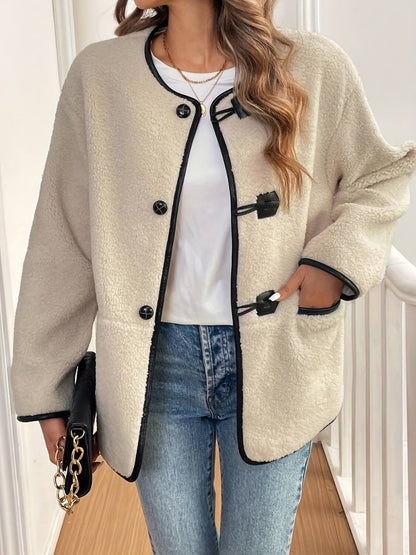 Drop Shoulder Plush Coat