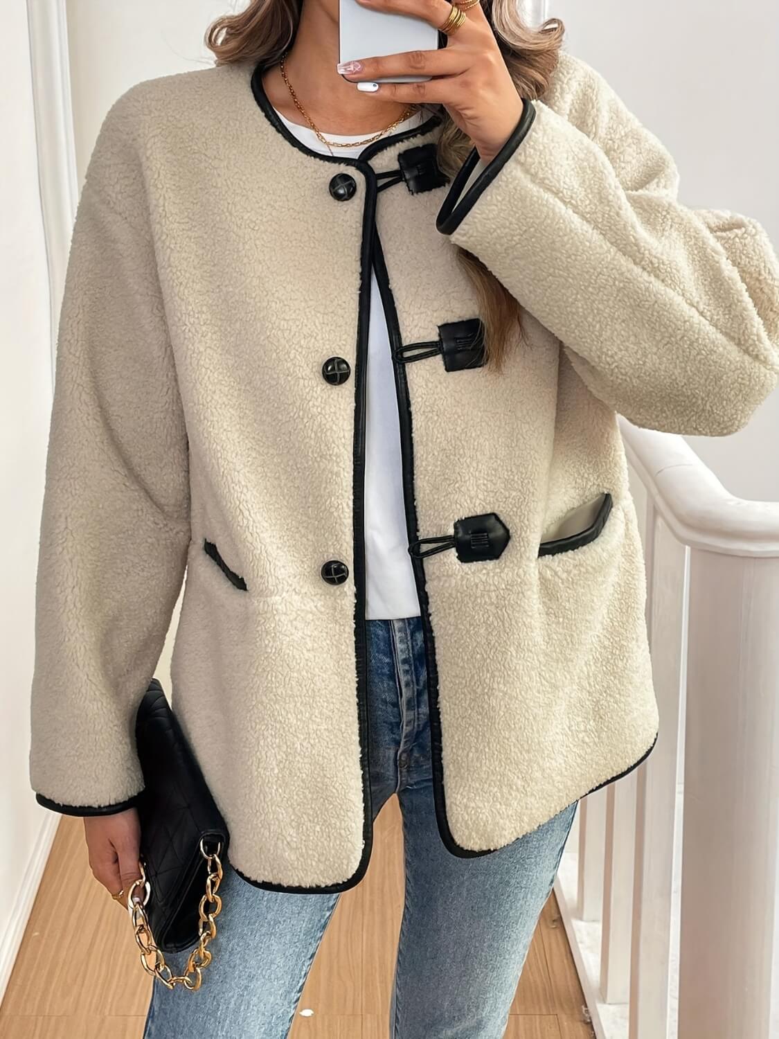 Drop Shoulder Plush Coat