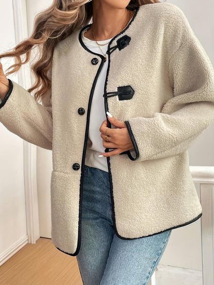 Drop Shoulder Plush Coat