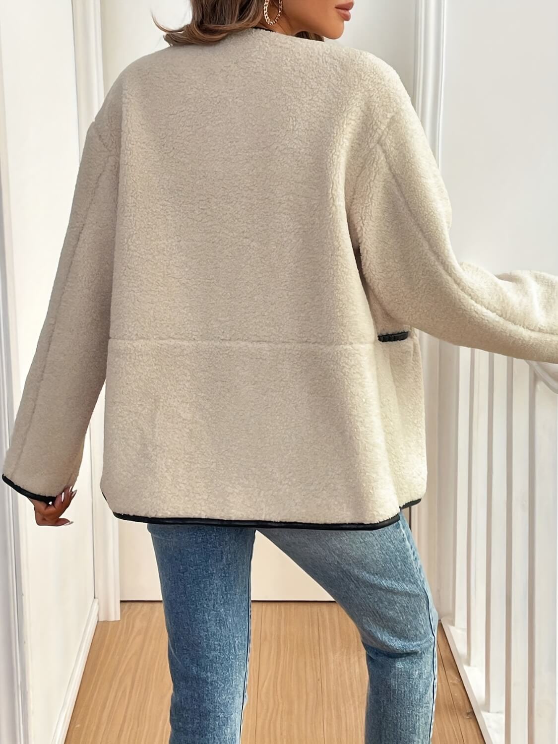 Drop Shoulder Plush Coat