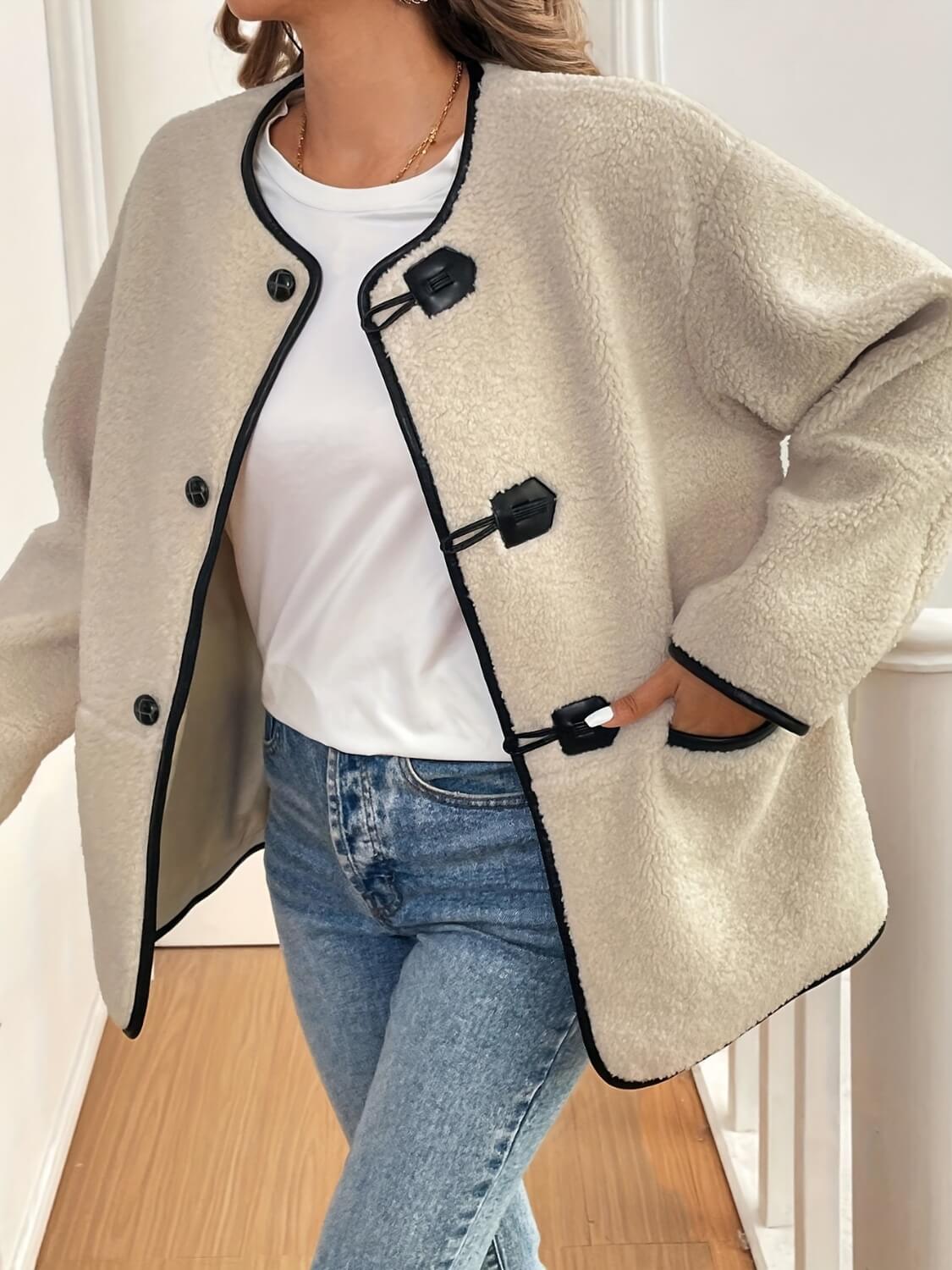 Drop Shoulder Plush Coat