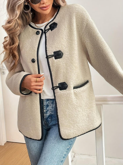 Drop Shoulder Plush Coat