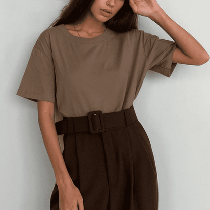 Basic Solid T-Shirt - Ell Soll Fashion