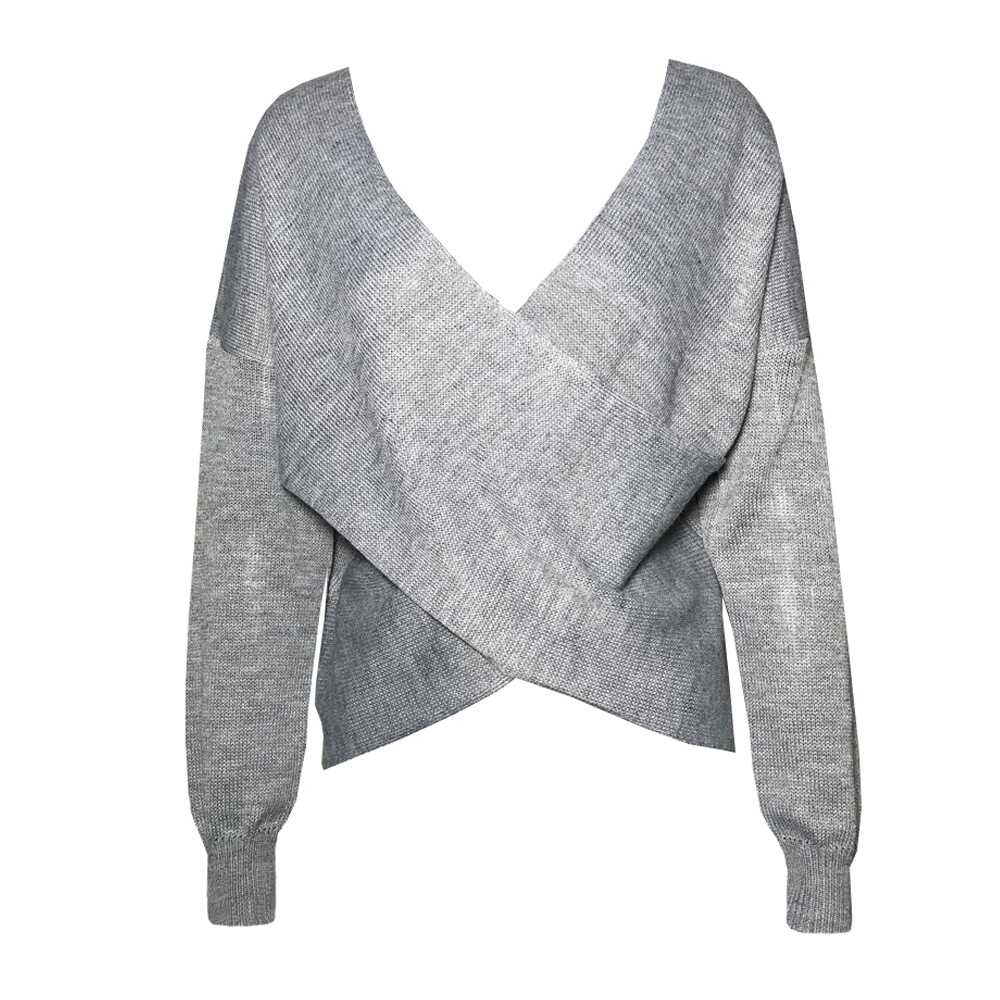 Bat Sleeve cross V - Neck knitted Top - Ell Soll Fashion Bat Sleeve cross V-Neck knitted Top king-planet.myshopify.com