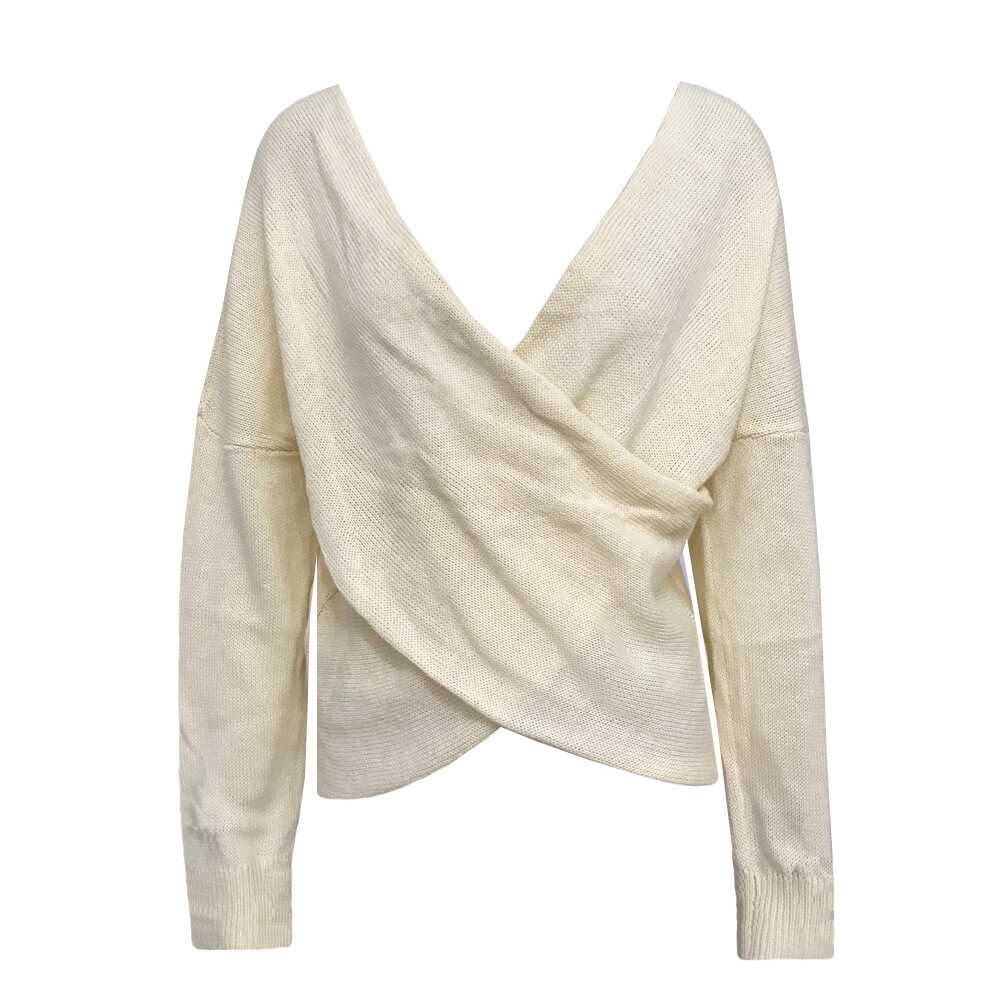 Bat Sleeve cross V - Neck knitted Top - Ell Soll Fashion Bat Sleeve cross V-Neck knitted Top king-planet.myshopify.com