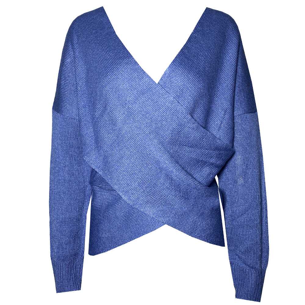 Bat Sleeve cross V - Neck knitted Top - Ell Soll Fashion Bat Sleeve cross V-Neck knitted Top king-planet.myshopify.com