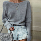 Bat Sleeve cross V - Neck knitted Top - Ell Soll Fashion Bat Sleeve cross V-Neck knitted Top king-planet.myshopify.com
