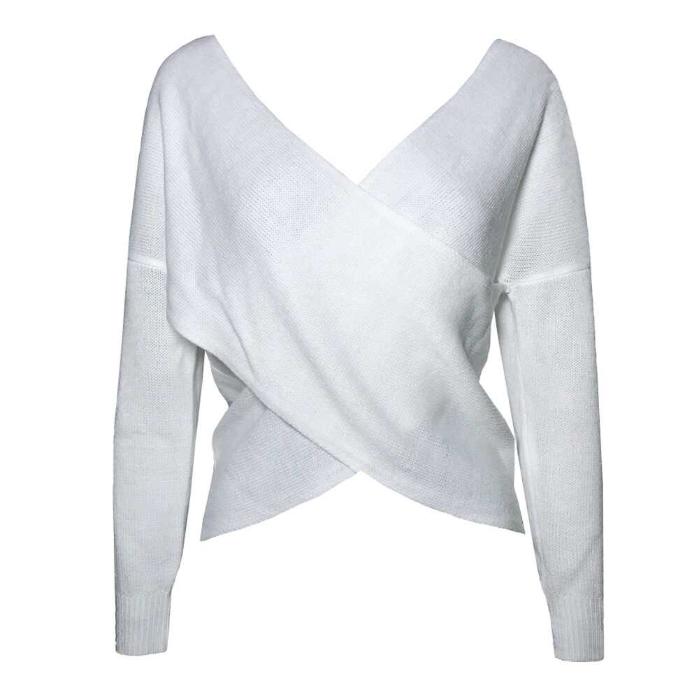 Bat Sleeve cross V - Neck knitted Top - Ell Soll Fashion Bat Sleeve cross V-Neck knitted Top king-planet.myshopify.com