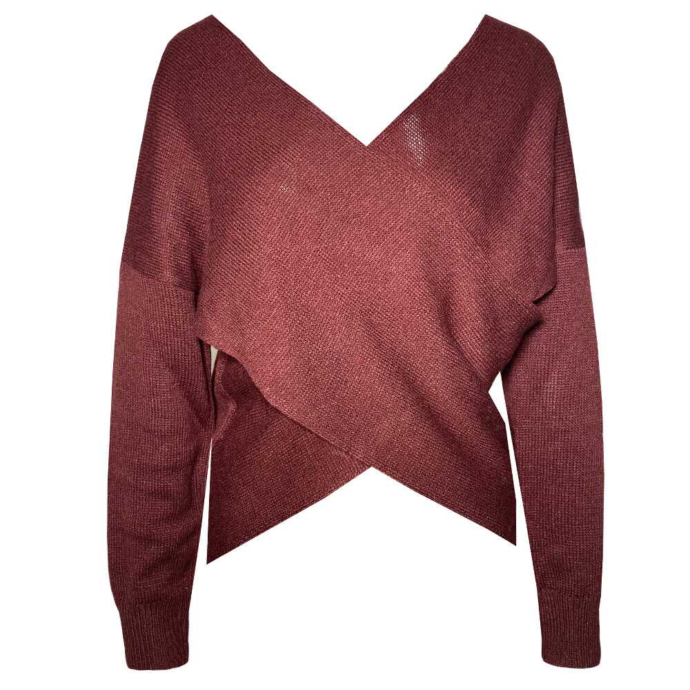 Bat Sleeve cross V - Neck knitted Top - Ell Soll Fashion Bat Sleeve cross V-Neck knitted Top king-planet.myshopify.com