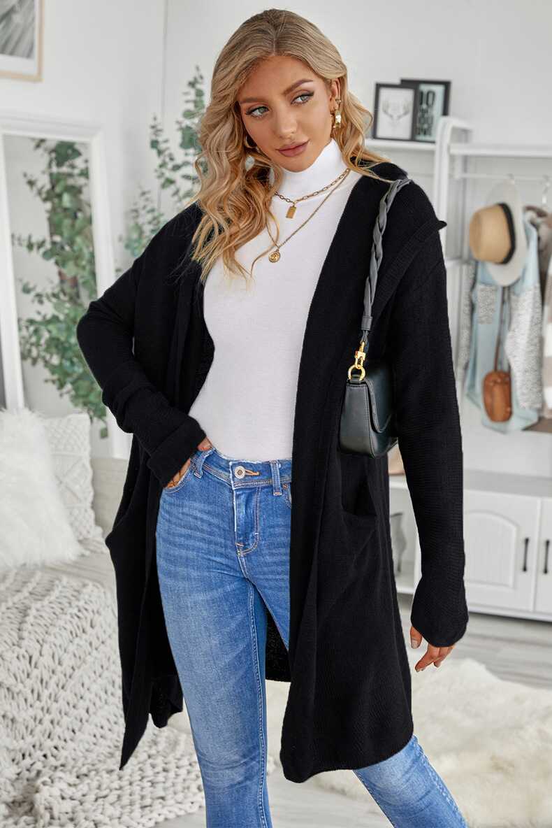 Casual Hooded Mid - Length Trench - Ell Soll Fashion Casual Hooded Mid-Length Trench king-planet.myshopify.com