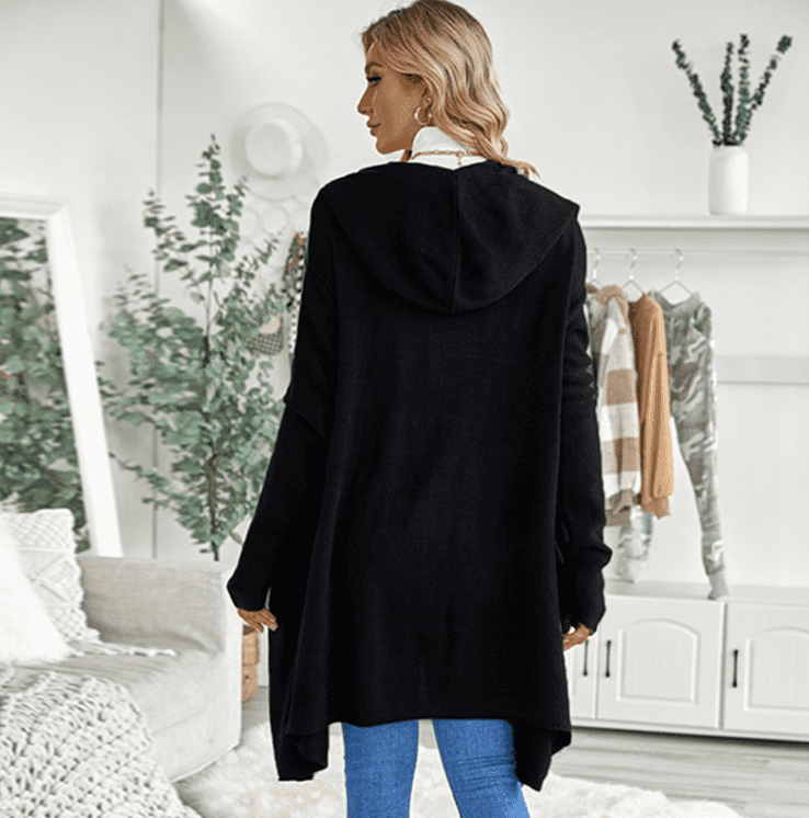 Casual Hooded Mid - Length Trench - Ell Soll Fashion