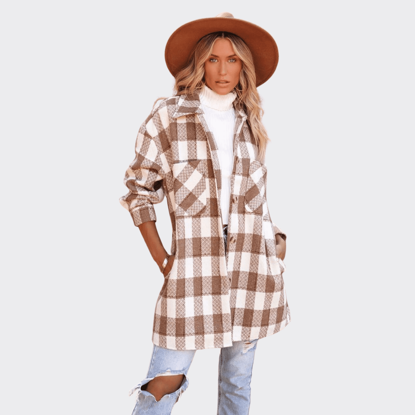 Casual Printed Woolen Trench - Ell Soll Fashion