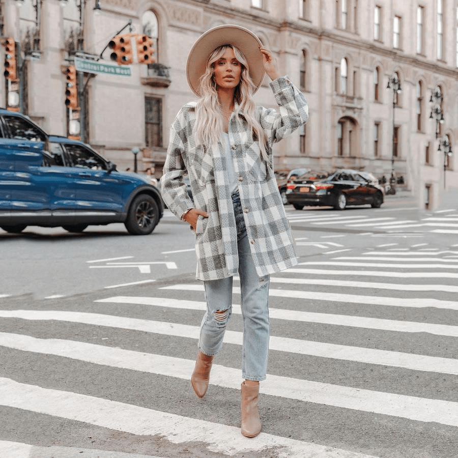 Casual Printed Woolen Trench - Ell Soll Fashion