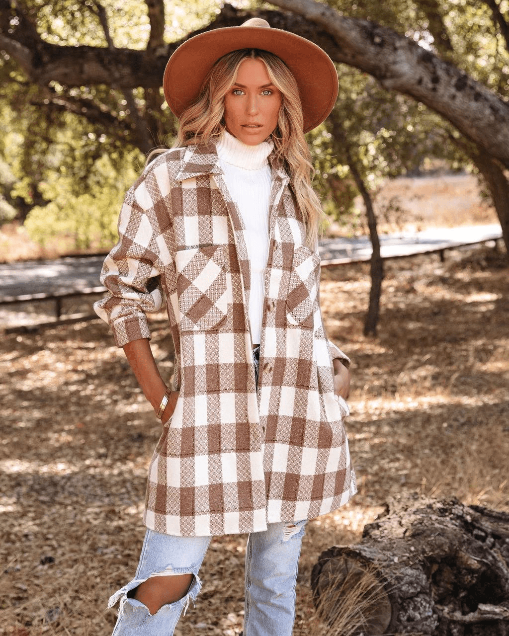 Casual Printed Woolen Trench - Ell Soll Fashion