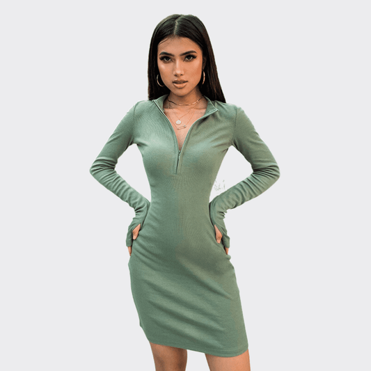 Casual Zippi Dress - Ell Soll Fashion