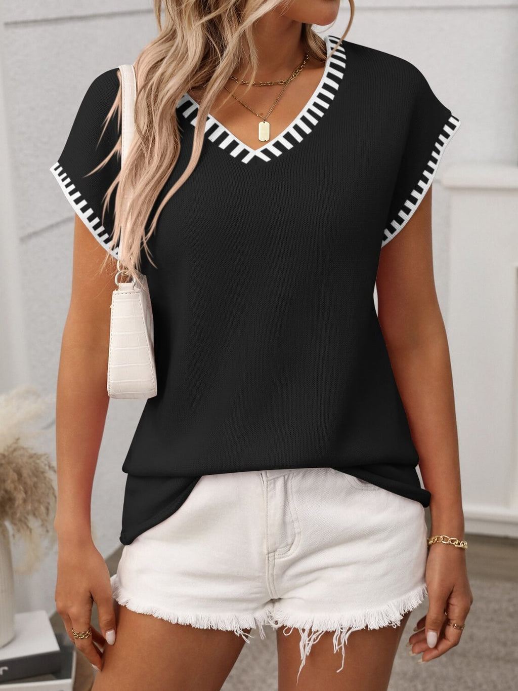 Clair V - Neck Shirt - Shirt - Ell Soll Fashion