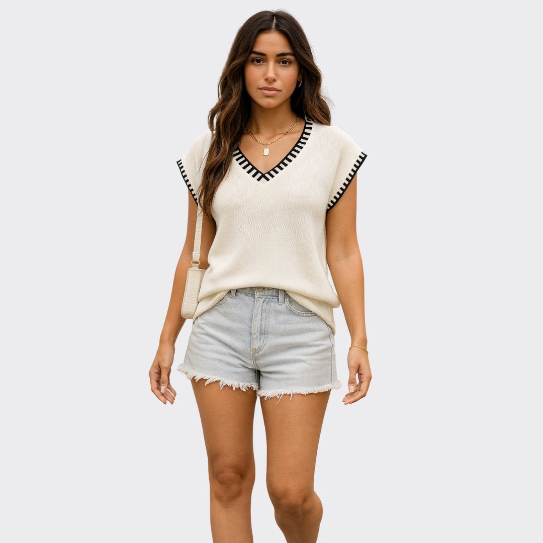 Clair V - Neck Shirt - Shirt - Ell Soll Fashion